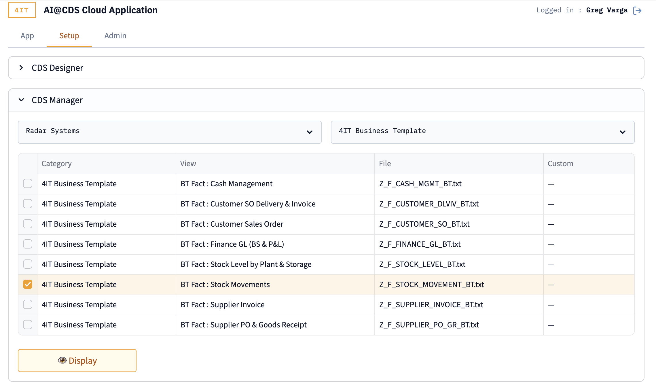 CDS Manager — browsing 4IT Business Template views