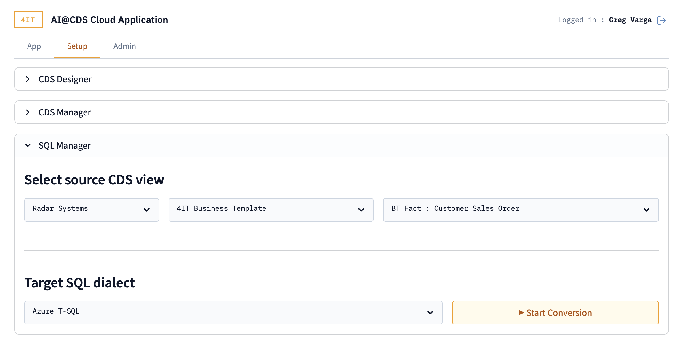 SQL Manager — Source Selection and Dialect